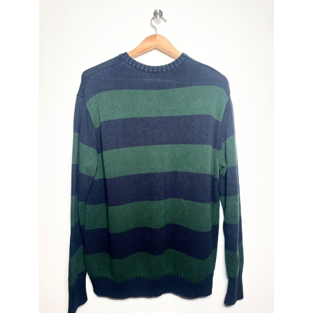 Brandy Melville John Galt Green & Navy Blue‎ Striped Sweater One Size